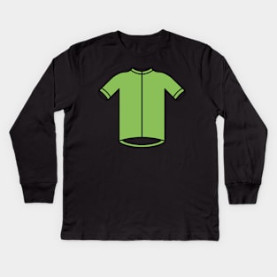 Green Sprinters Cycling Jersey Pattern Kids Long Sleeve T-Shirt